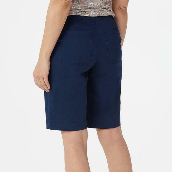 NWT DENIM & CO. EASYWEAR TWILL 4-POCKET BERMUDA SHORTS NAVY 4 - Picture 2 of 7